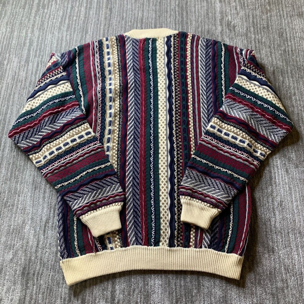 Cotton Traders Knit Sweater Large Tall Coogi Style 3D Textured Vintage 80's Mens - Picture 8 of 15